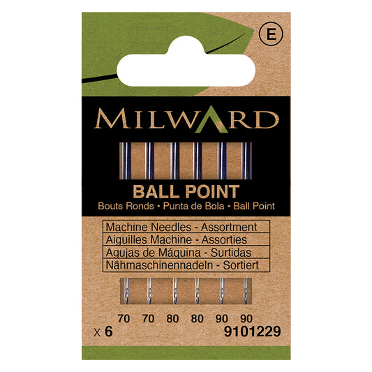 Pack of Milward ball point machine needles in mixed sizes