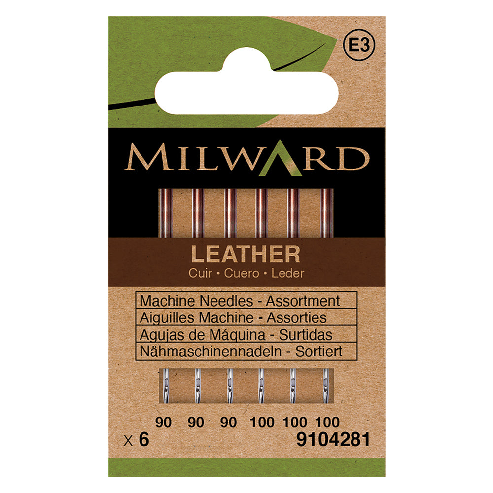 Pack of Milward leather machine needles in mixed sizes