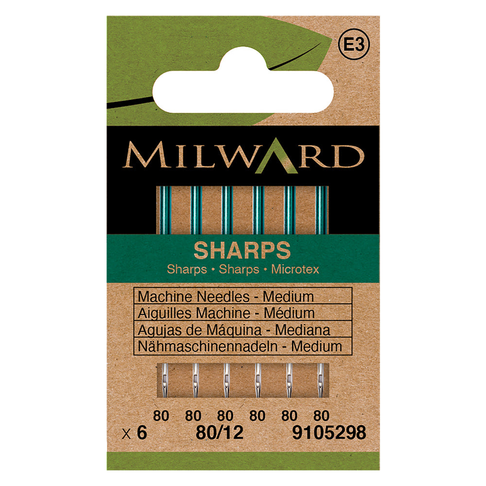 Pack of Milward sharps micro machine needles size 80/12