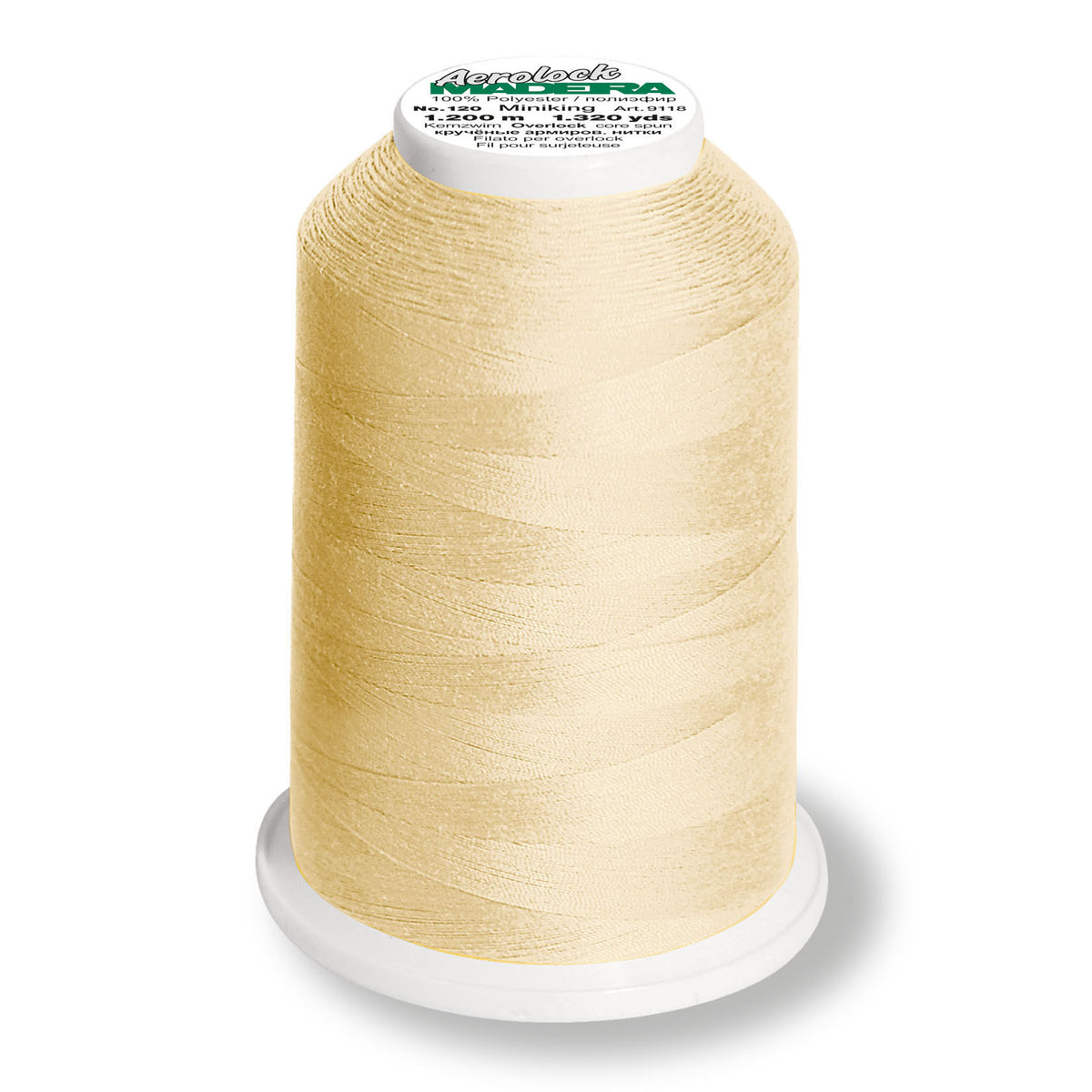 Madeira Aerolock overlock thread on a mini king spool in sand