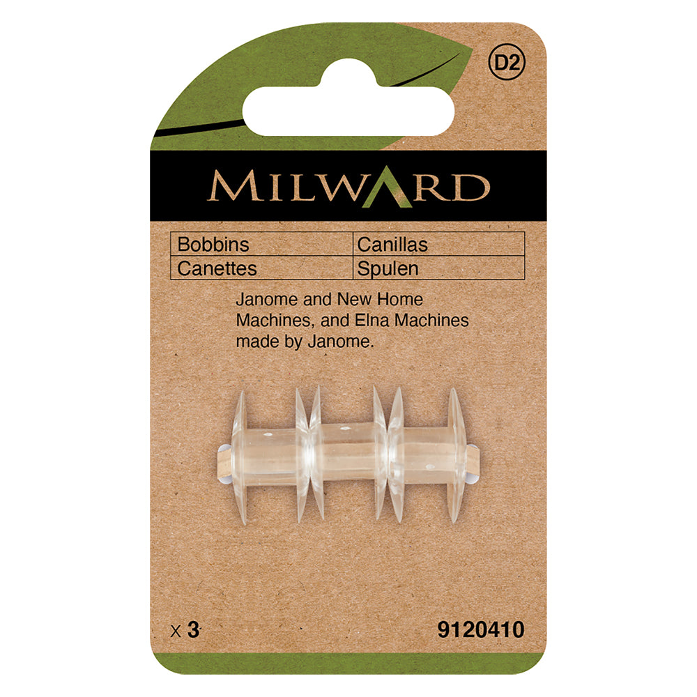 Milward plastic bobbins for Janome and New Home sewing machines