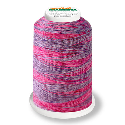 Madeira Aeroflock textured overlock thread on a mini king spool in petunia