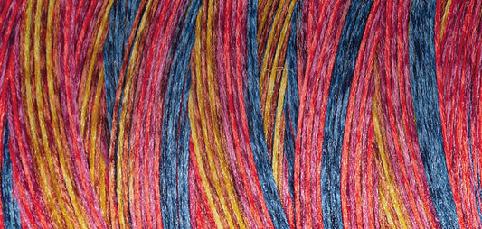 Madeira Aeroflock textured overlock thread on a mini king spool in confetti