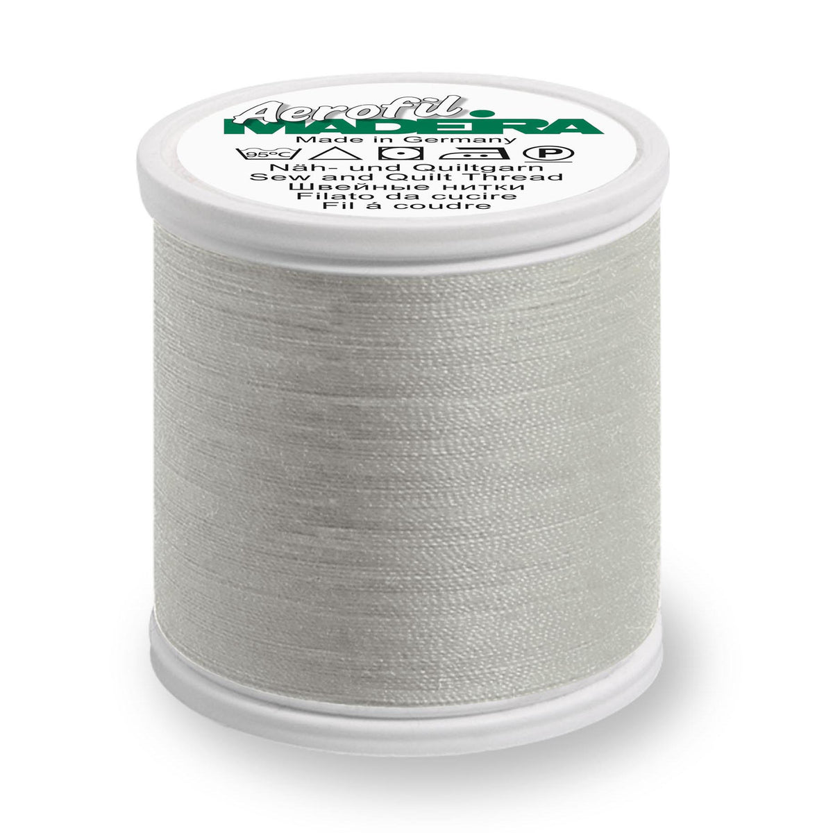 Spool of Madeira Aerofil sewing thread in brown mist