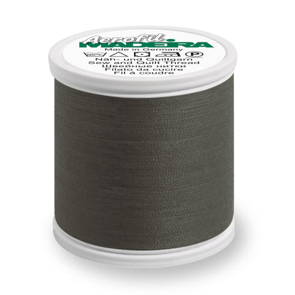 Spool of Madeira Aerofil sewing thread in dark silver