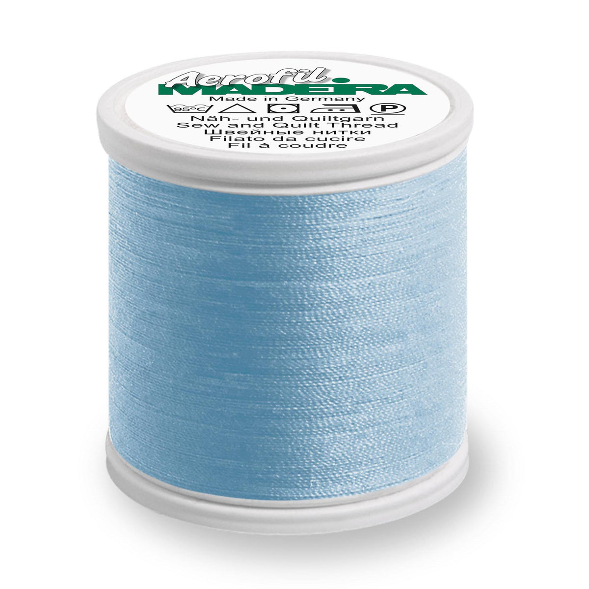 Spool of Madeira Aerofil sewing thread in Powder Blue