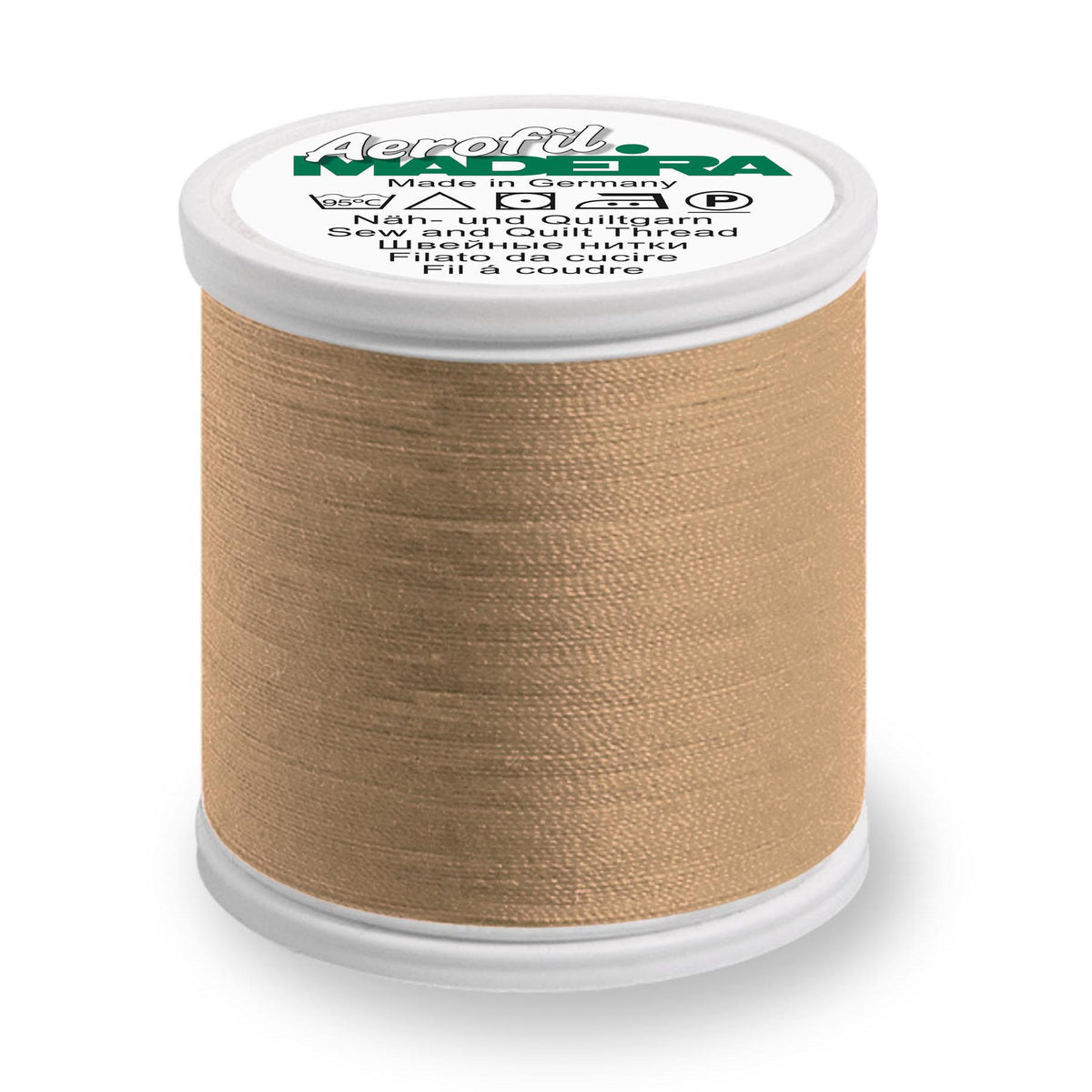 Spool of Madeira Aerofil sewing thread in beige