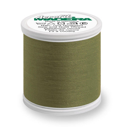Spool of Madeira Aerofil sewing thread in crocodile green