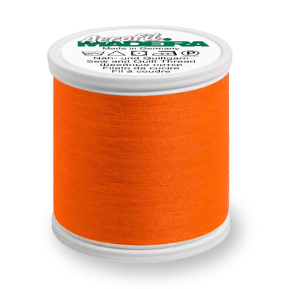 Spool of Madeira Aerofil sewing thread in Neon Flame