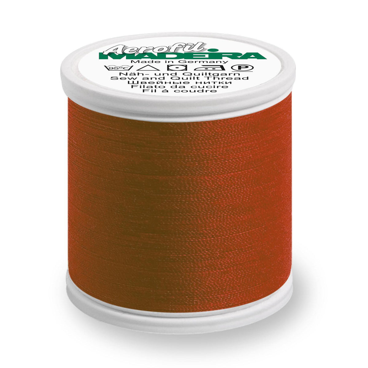 Spool of Madeira Aerofil sewing thread in Sunset