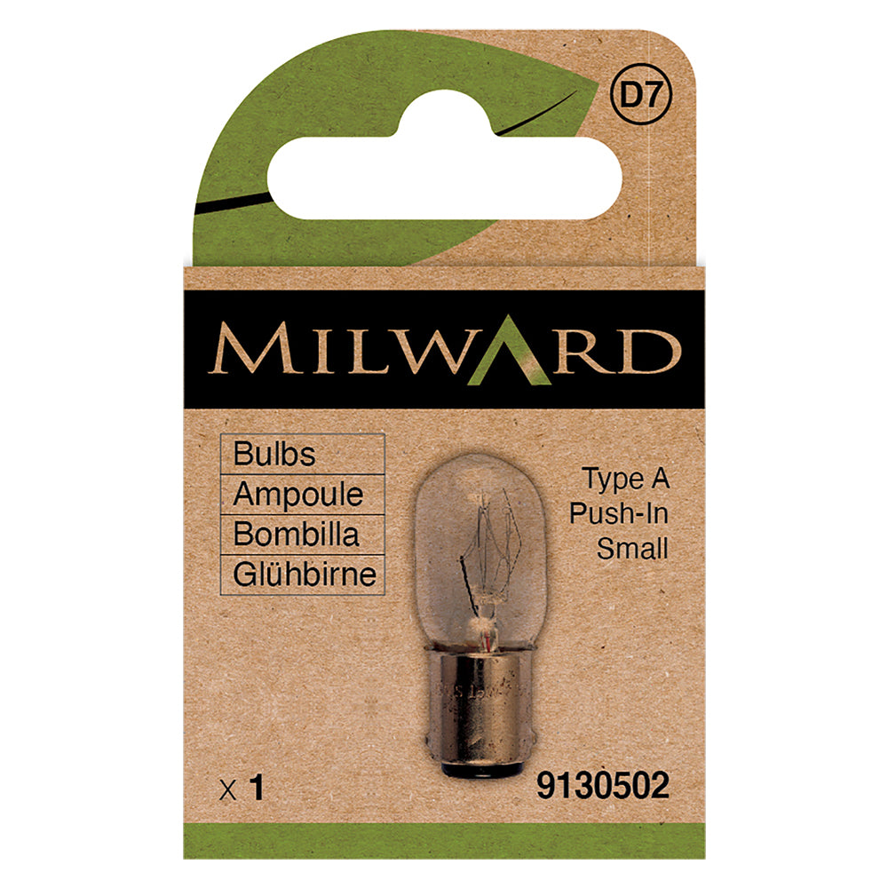 Milward small bayonet push-in sewing machine bulb
