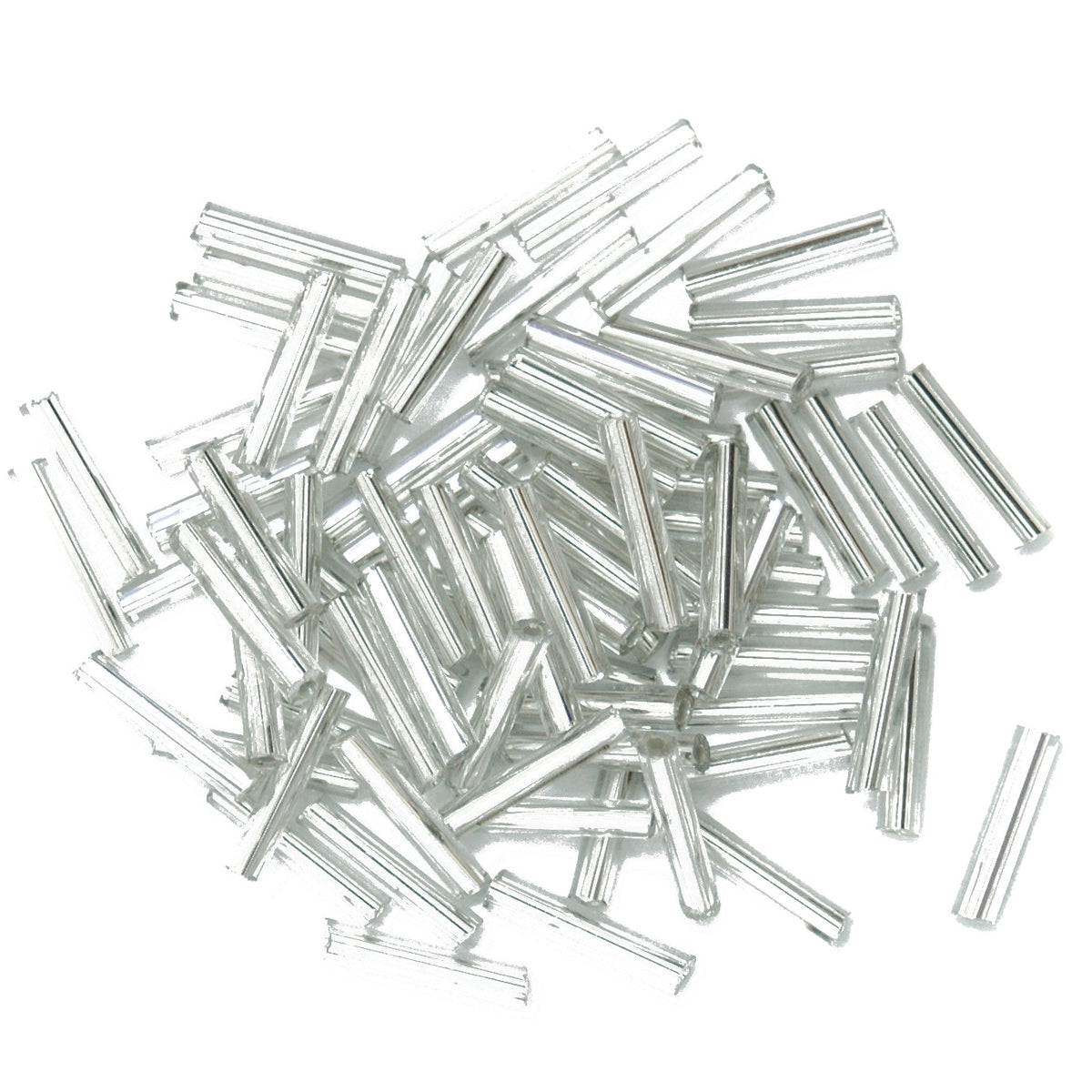 Pack of silver long bugle beads