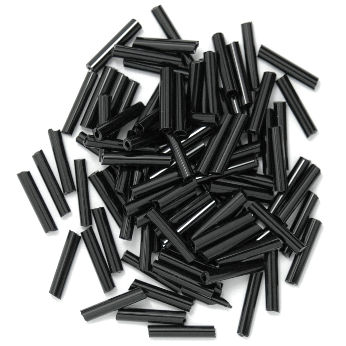Pack of black long bugle beads