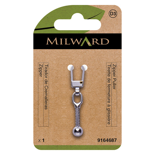 Milward silver ball zip puller