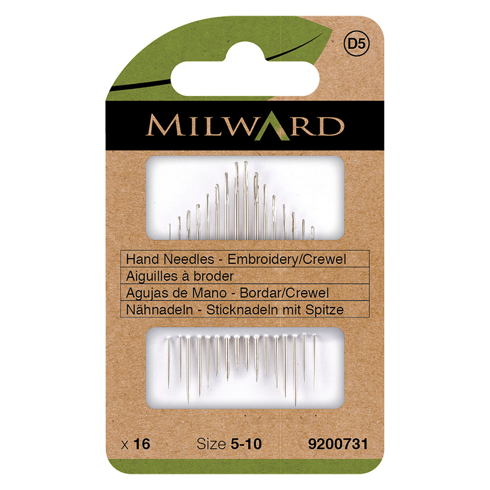 Milward embroidery crewel needles sizes 5-10