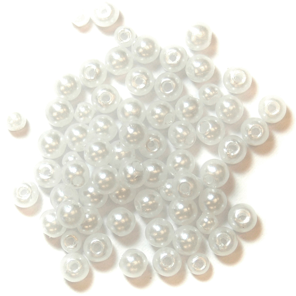 Pack of white 4mm round pearl beads