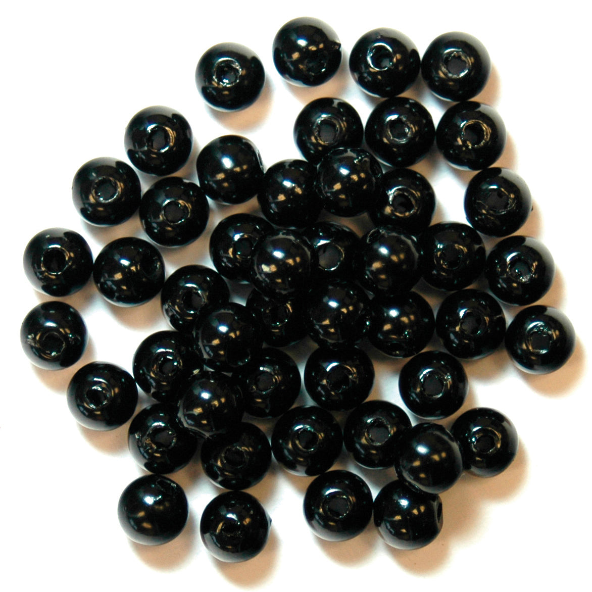 Pack of black 5mm round pearl beads
