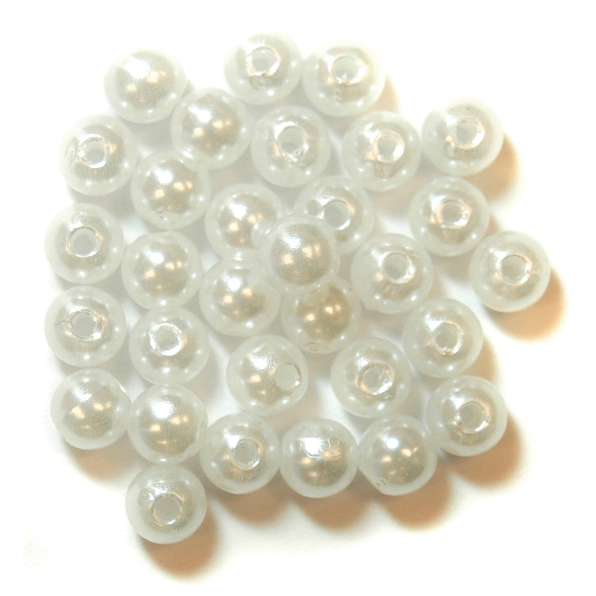 Pack of white 6mm round pearl beads