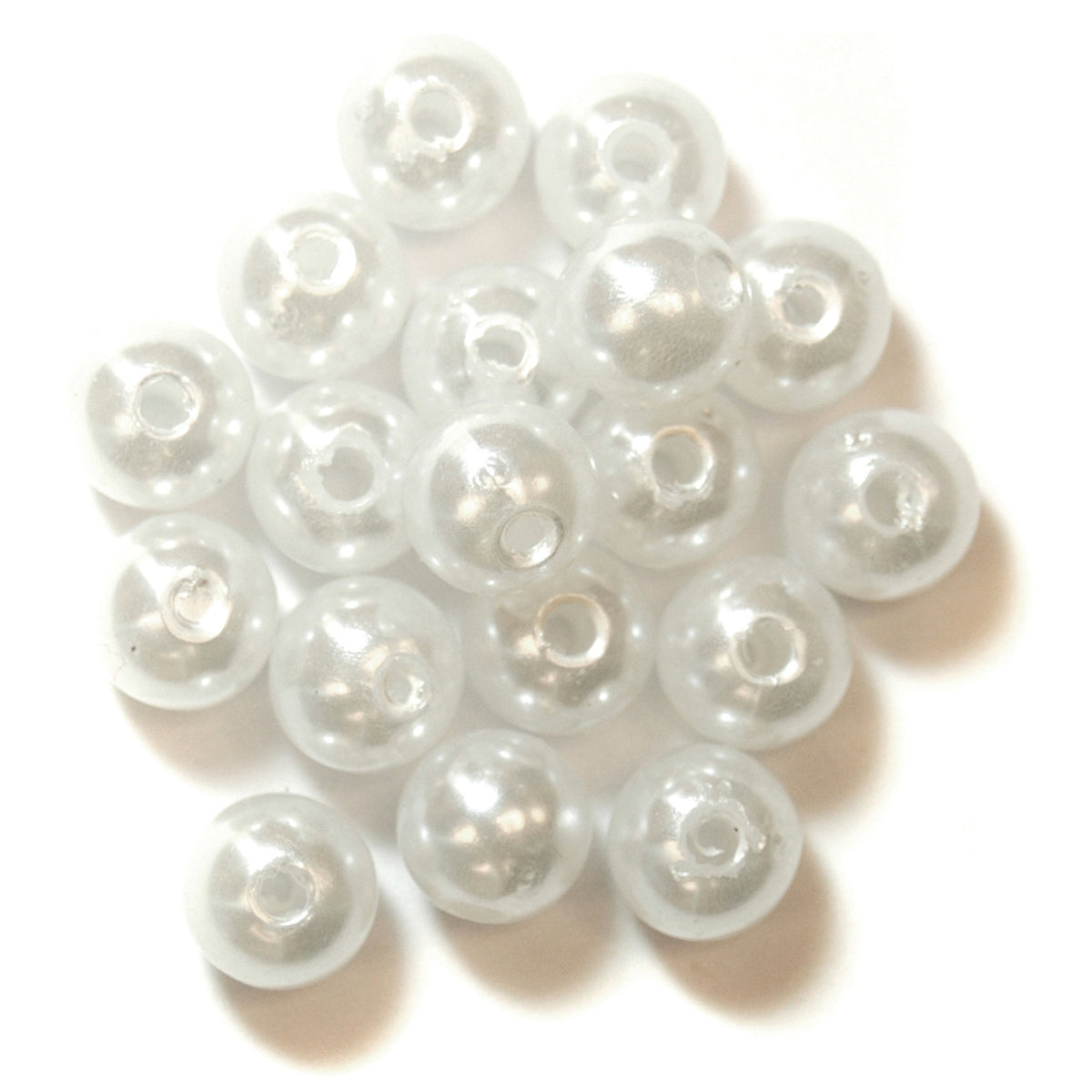 Pack of white 8mm round pearl beads