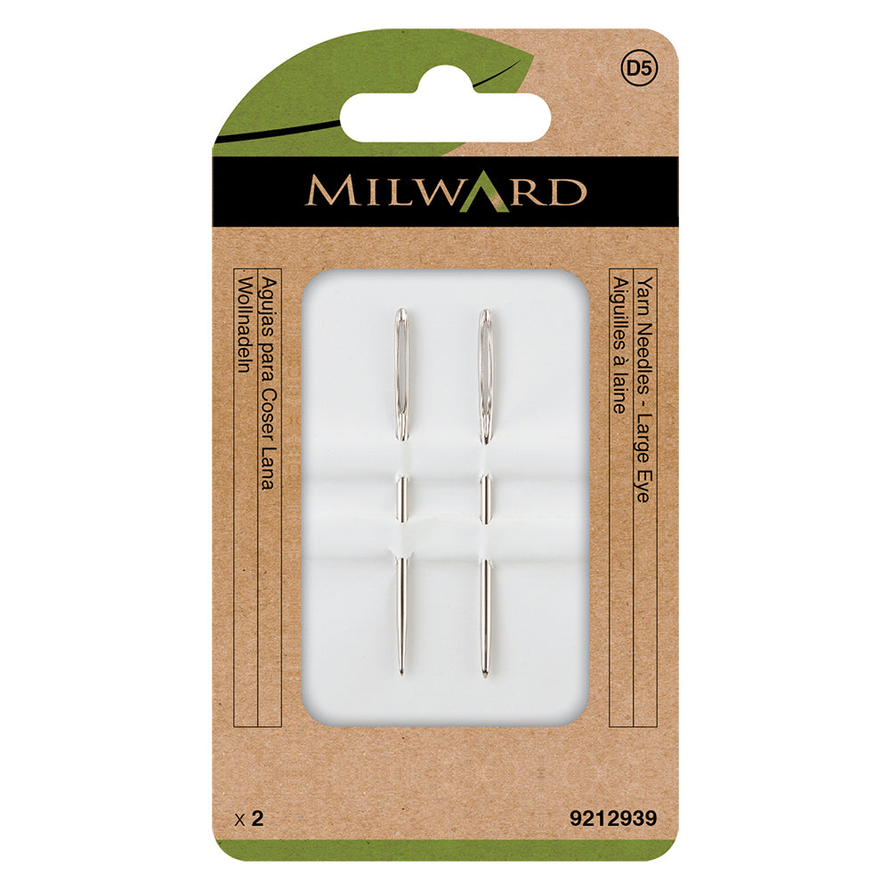 Two Milward Green metal wool and yarn needles