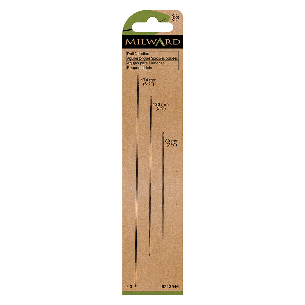 Pack of three Milward Green doll needles
