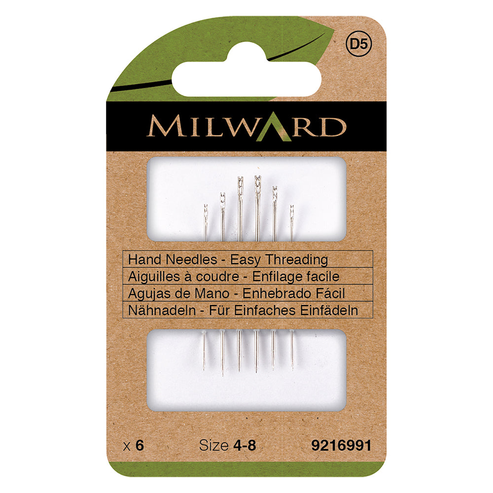 Pack of Milward Green self-threading hand sewing needles