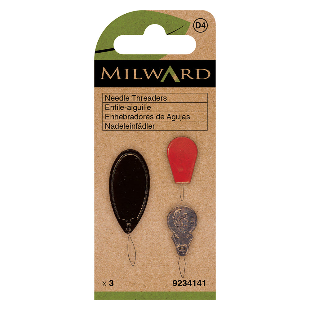 Three assorted Milward Green needle threaders