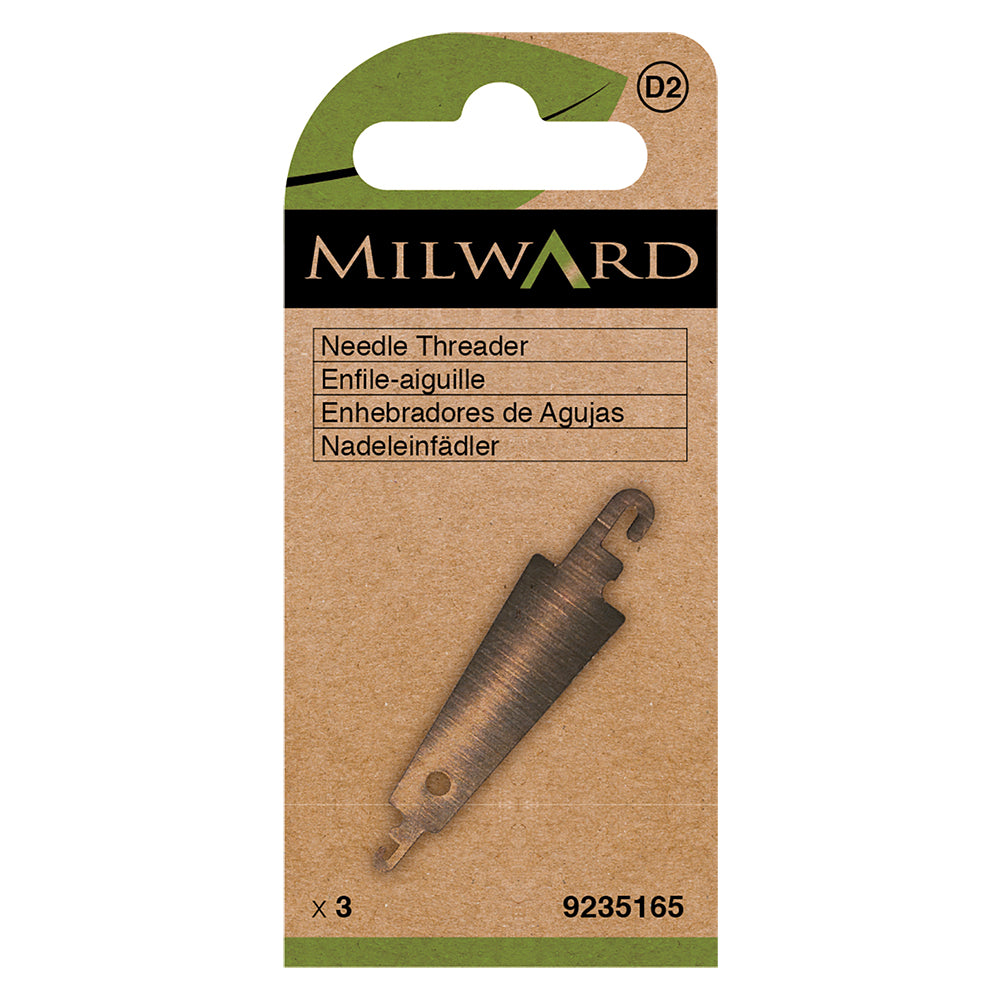 Three Milward Green steel needle threaders