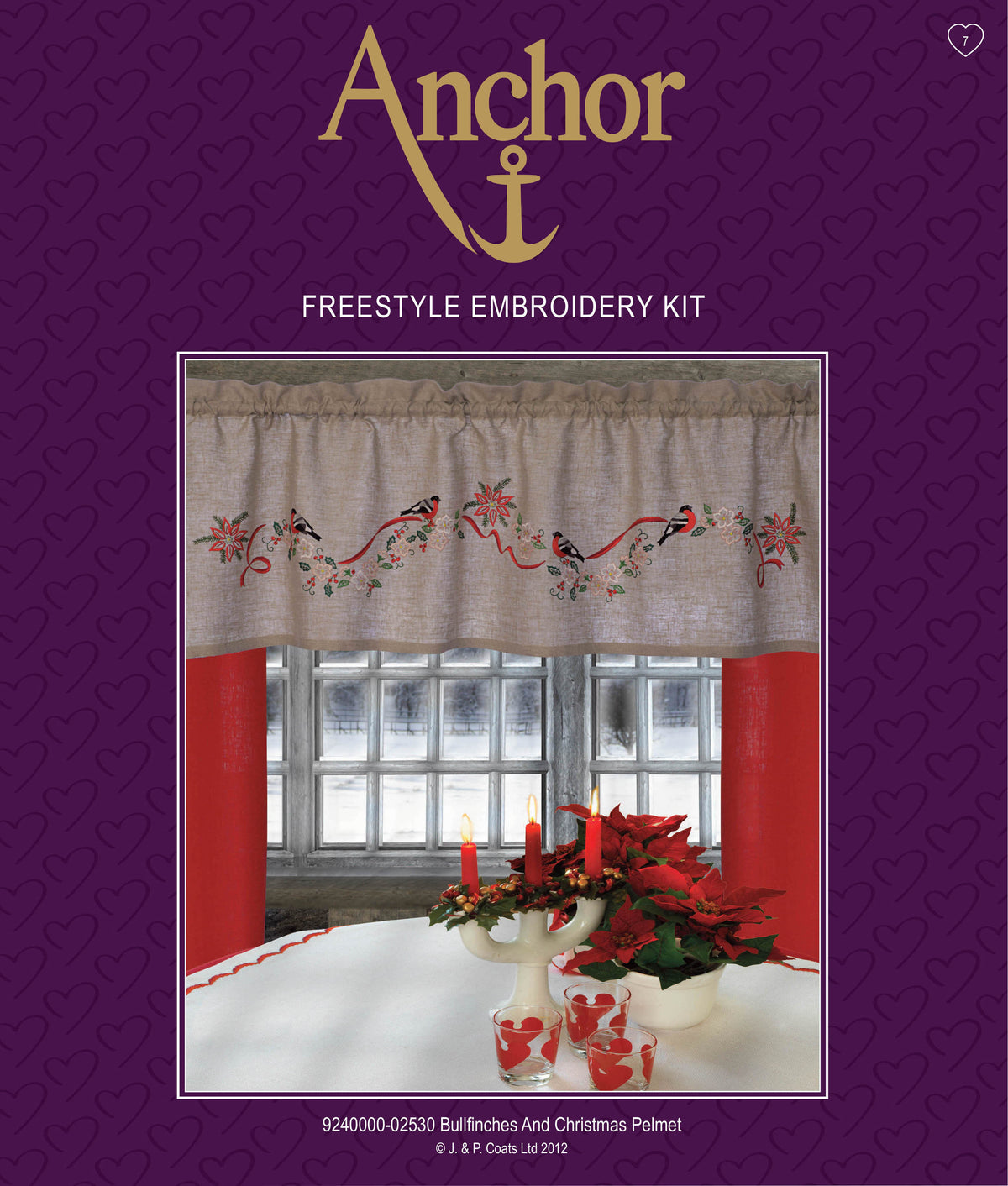 Anchor embroidered Christmas pelmet with finches