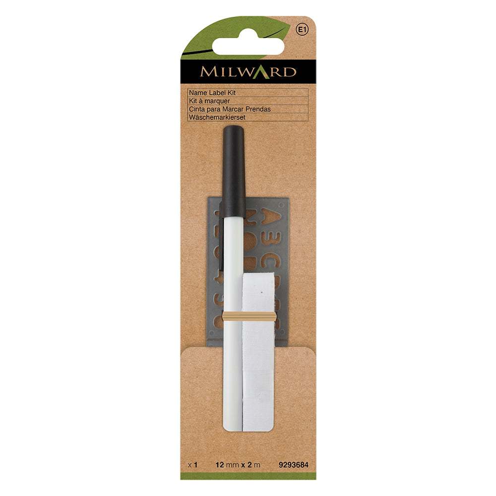 Milward name label kit with tape, pen and stencil