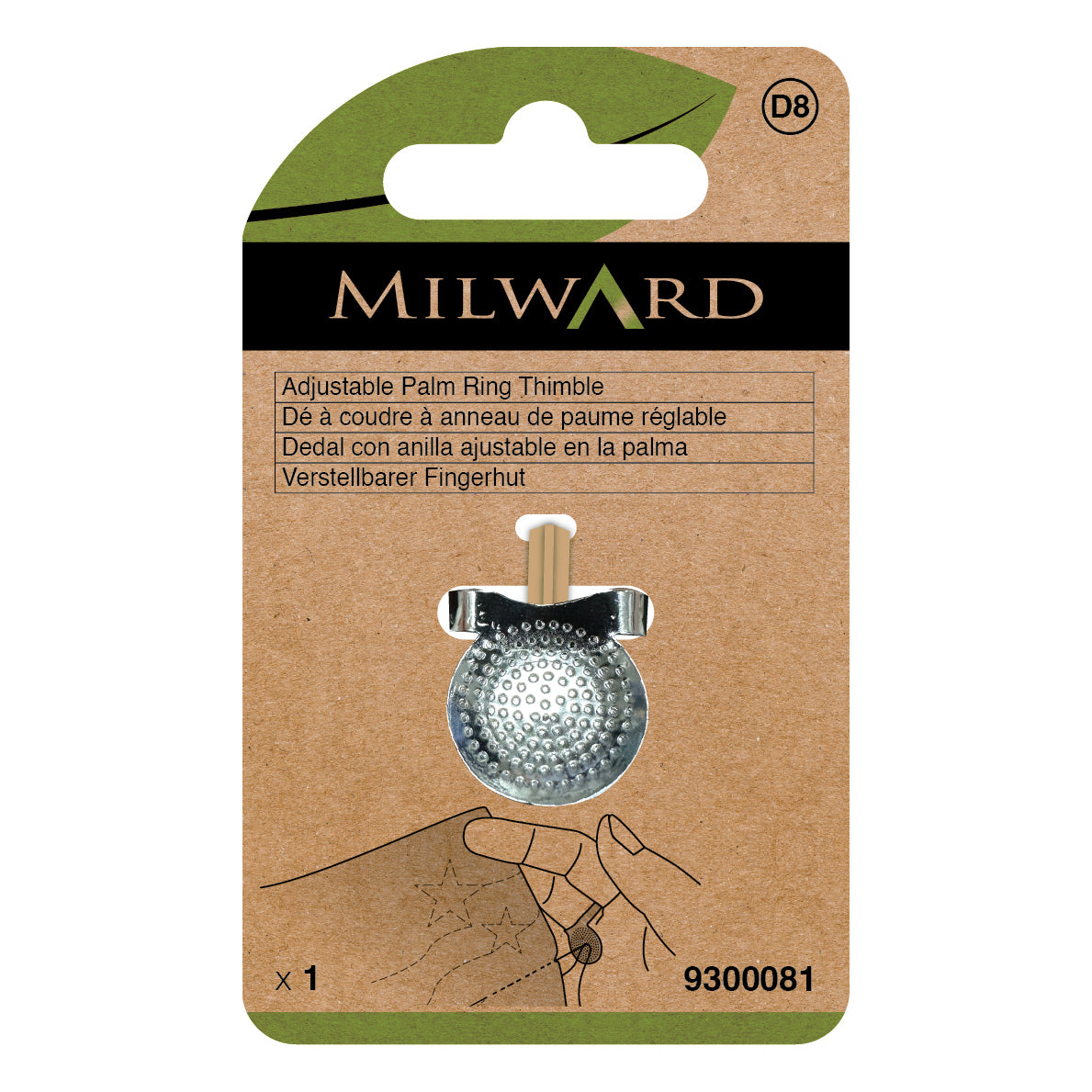 Milward adjustable brass palm ring thimble