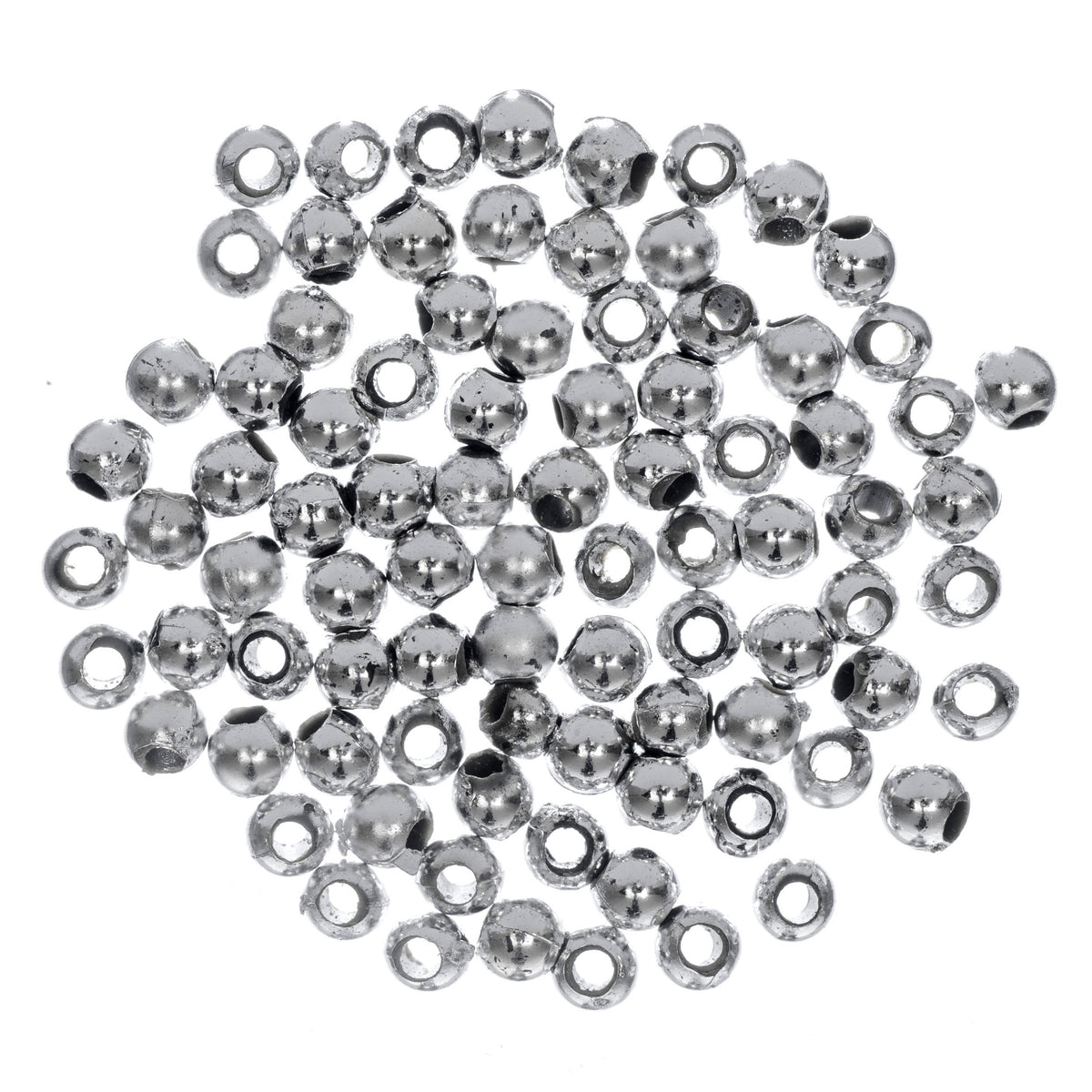 Pack of small silver 3mm plated beads
