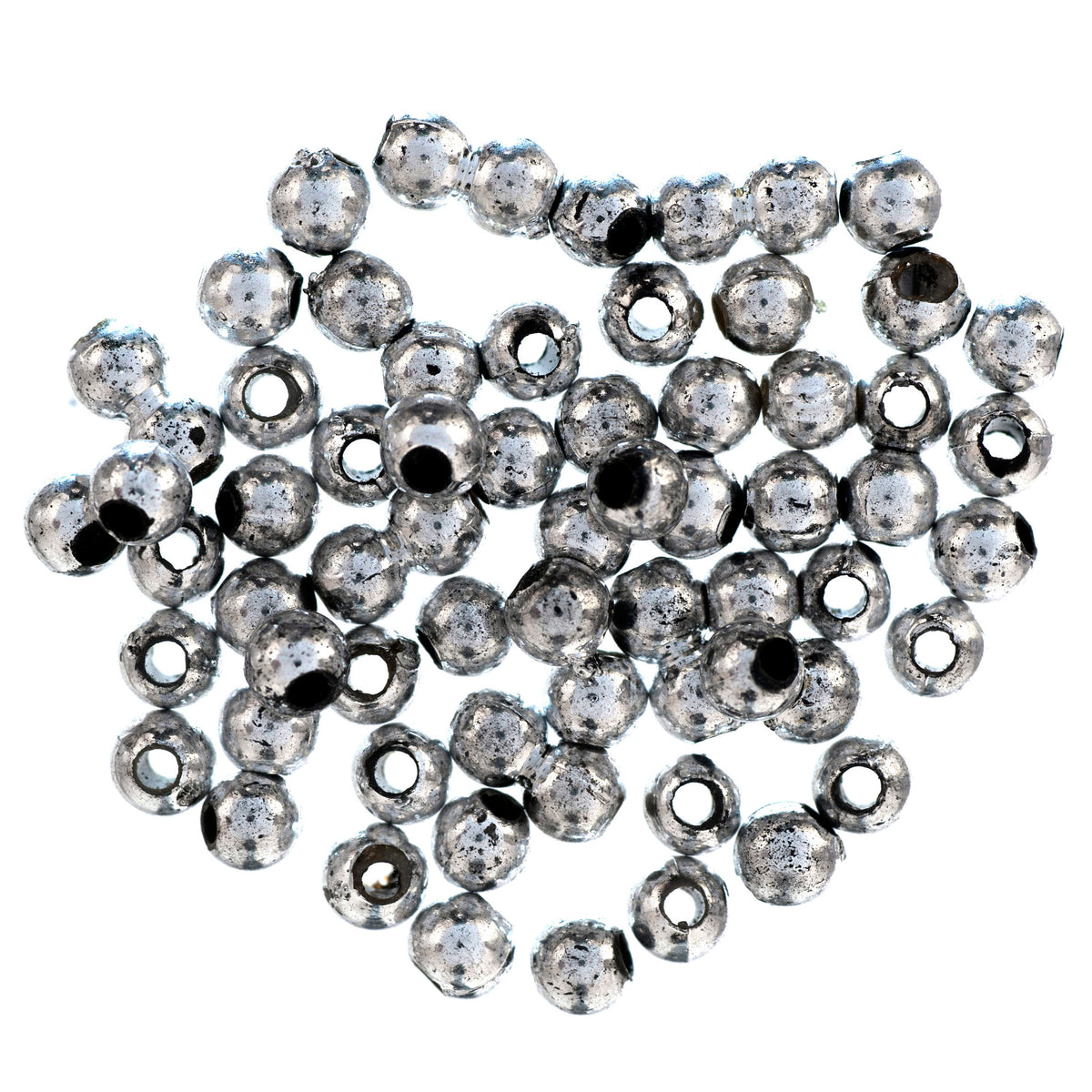 Pack of small silver 4mm plated beads