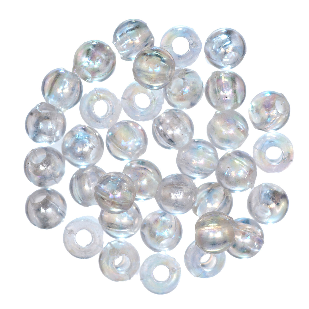 Bag of Trimits 5mm plated beads with an aurora finish