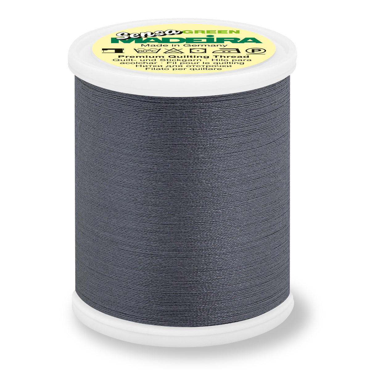 Spool of Madeira Sensa Green No. 40 embroidery thread in Graphite