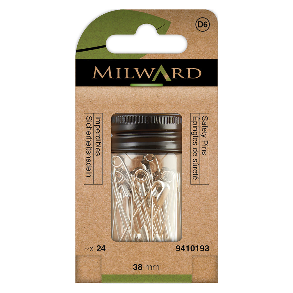 Box of 38mm nickel safety pins