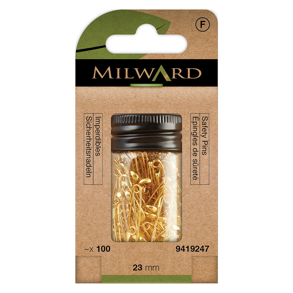 Box of small brass safety pins