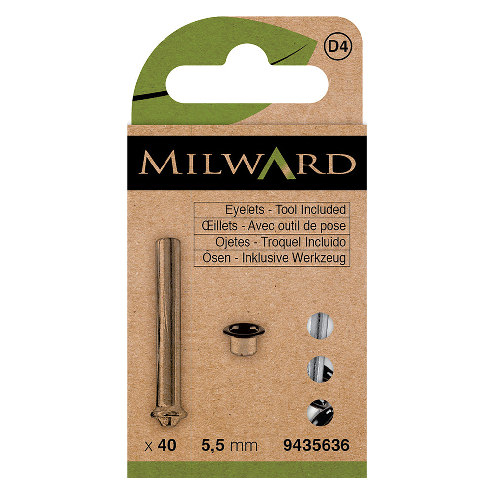 Pack of 40 black 5.5mm eyelets with fitting tool