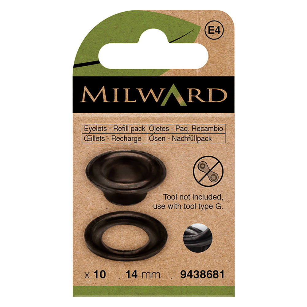 Pack of 10 black 14mm eyelets and washers