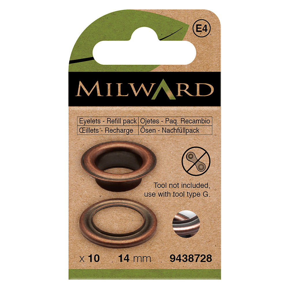 Pack of 10 bronze 14mm eyelets and washers