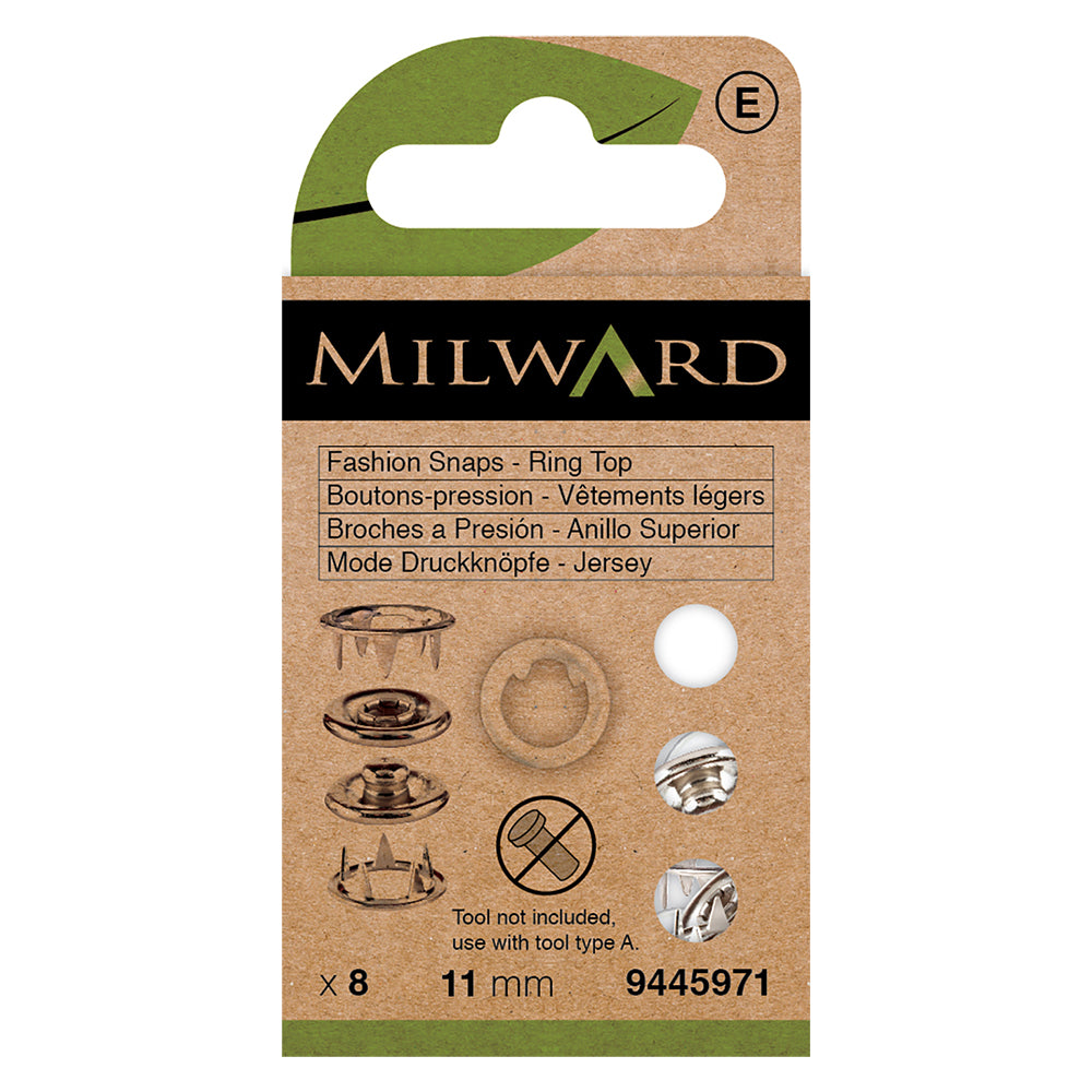 White 11mm ring top snap fasteners
