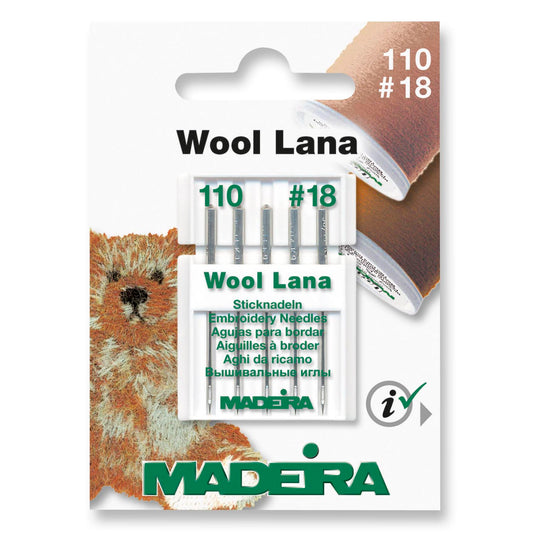 Card of Madeira Lana wool embroidery machine needles size 110/18