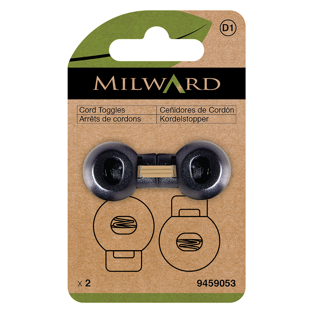 Two black cord toggles