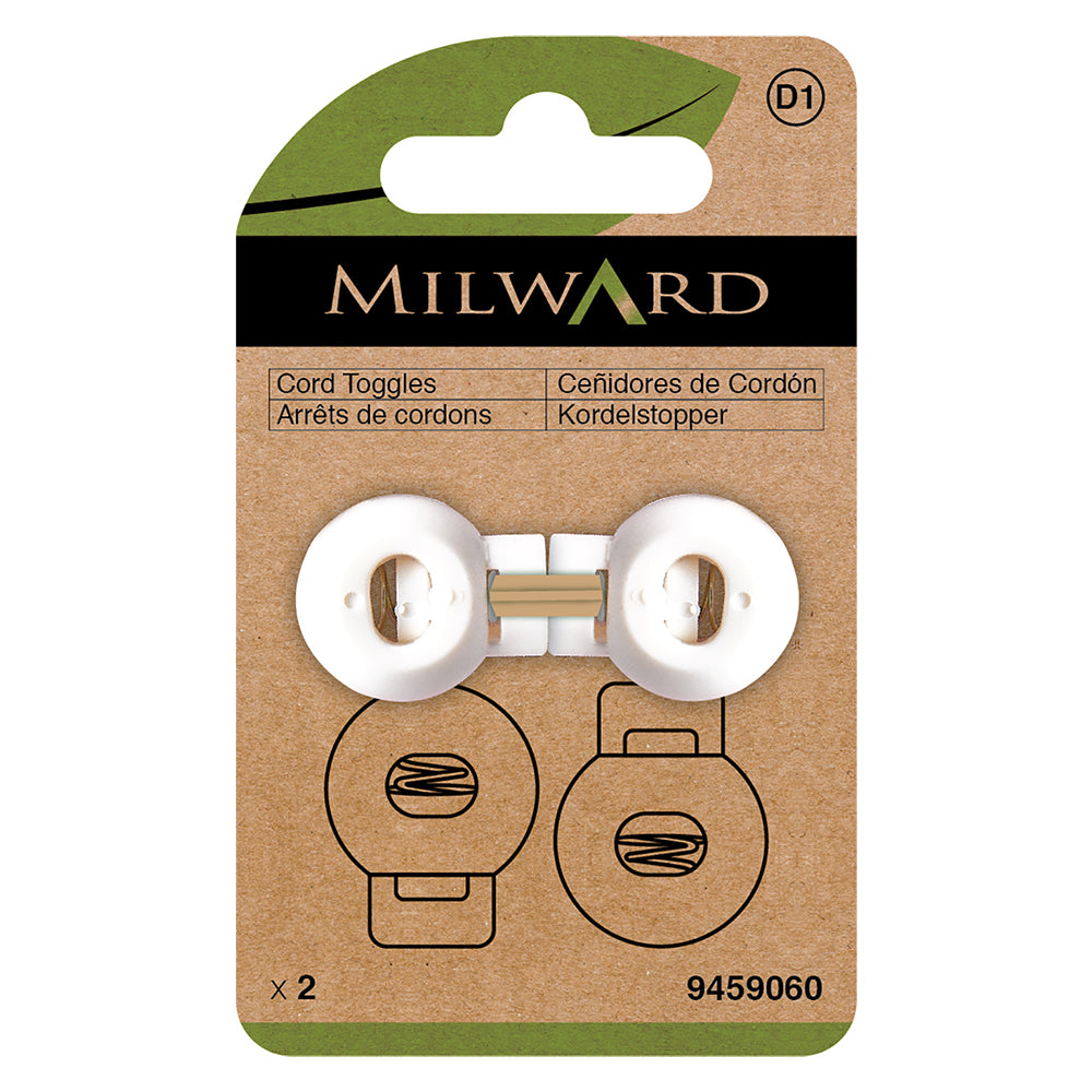 Two white cord toggles
