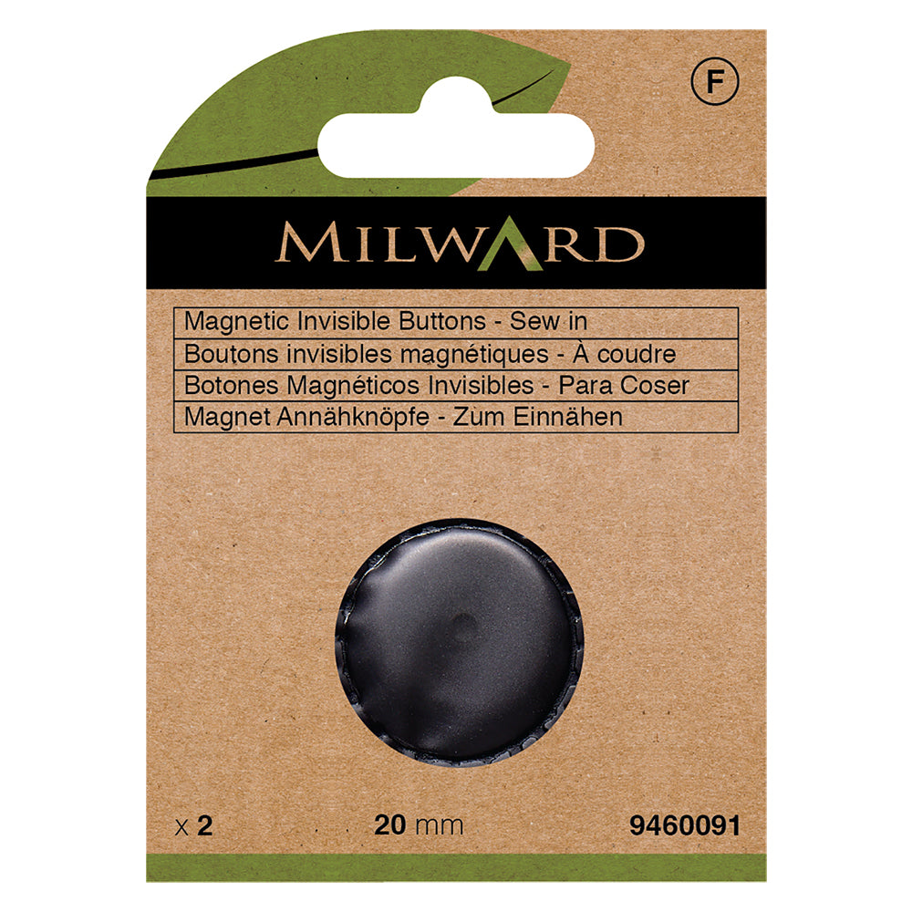 Two black sew-in magnetic buttons