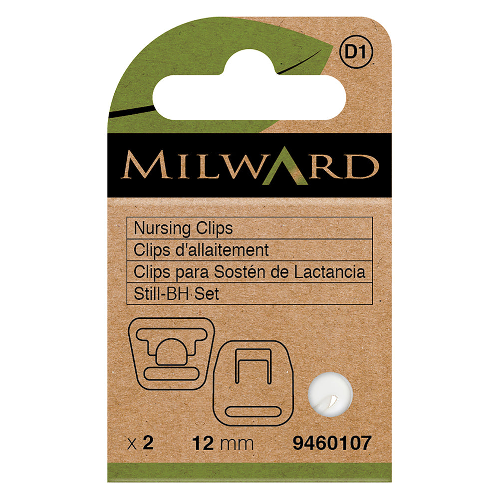 White nursing bra clips in a clear box