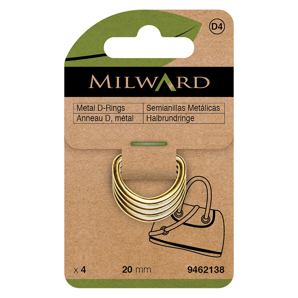 Four gold metal D rings