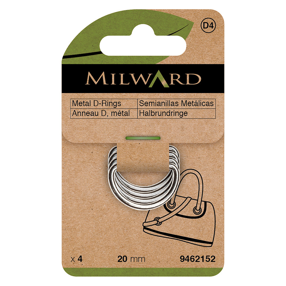 Four silver nickel metal D rings