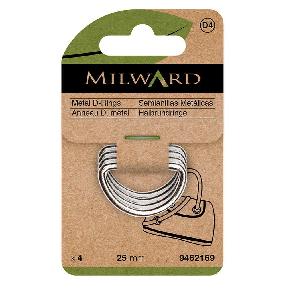 Four silver nickel metal D rings