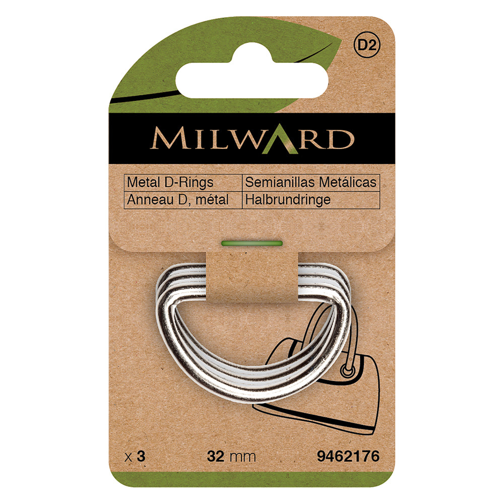 Three silver nickel metal D rings